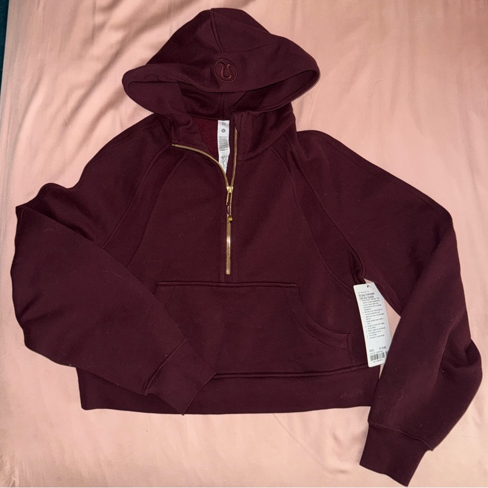 NWT - Lululemon Scuba Oversized Half-Zip Hoodie - XS/S - Garnet / Gold - Picture 5 of 6